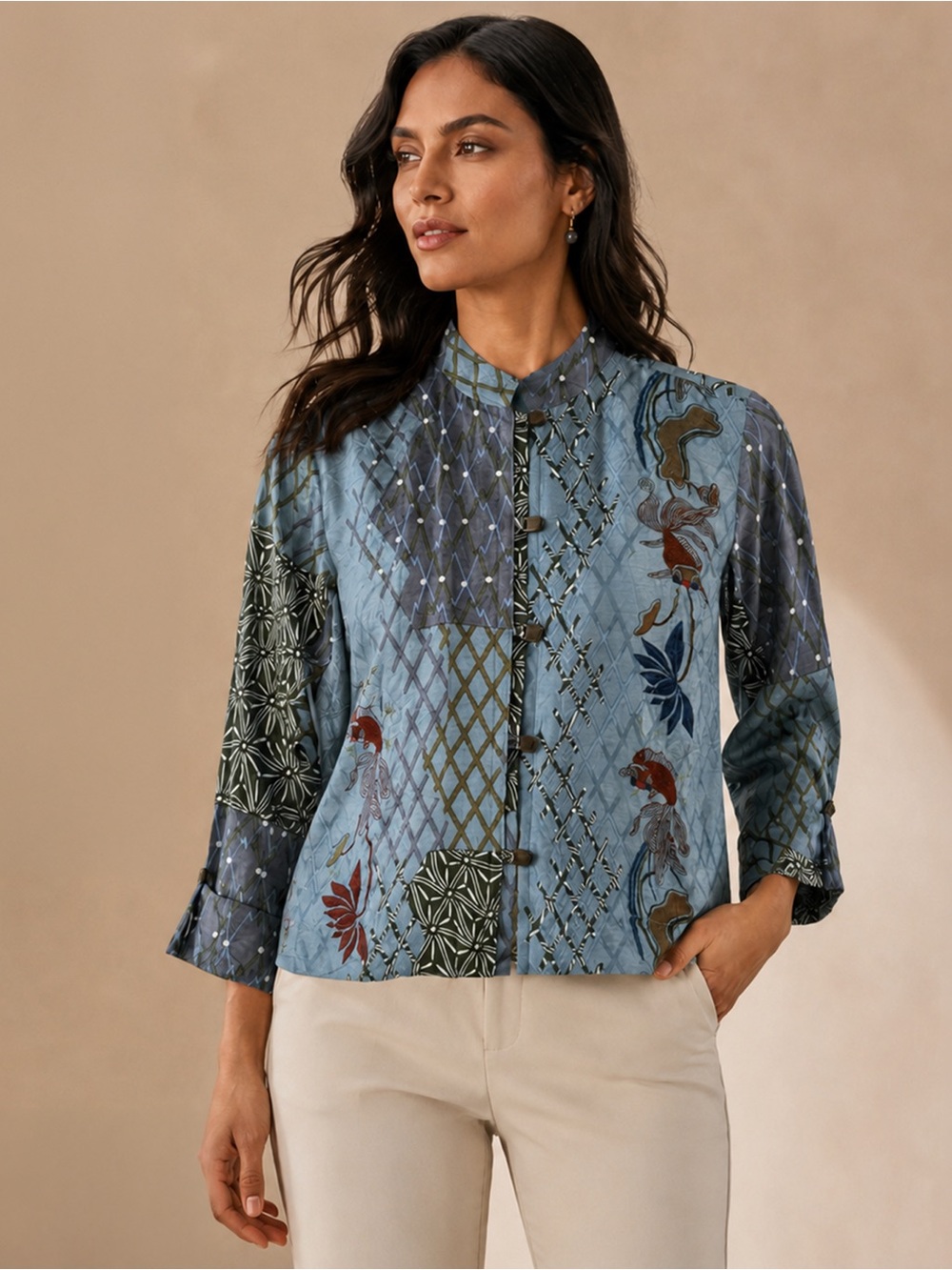 Citron Santa Monica - Art-to-Wear Bamboo Blend Mandarin Collar Jacket Top